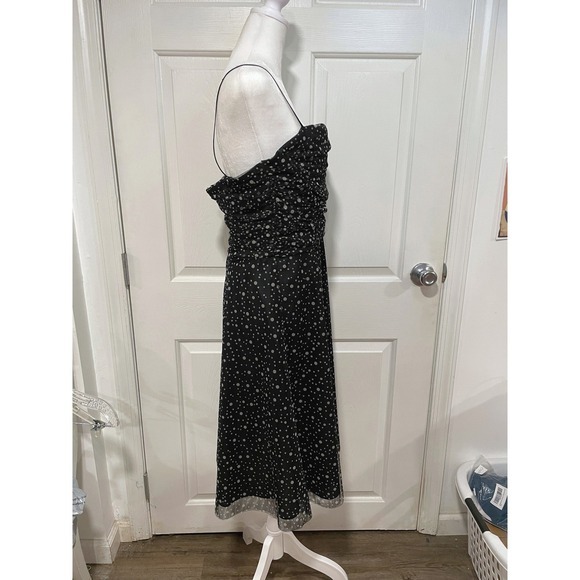 Retro XL 16 Jessica Howard Mesh Ruched Black Polka Dot Dress Fit & Flare Formal‎ - Picture 5 of 11